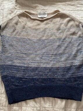 Brochu Walker Navy and Cream Ombre Crewneck Sweater